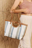 Fame Striped In The Sun Faux Leather Trim Tote Bag - Ajonjolí&Spice33 Bazaar