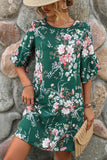 Floral Print Round Neck Flounce Sleeve Mini Dress - Ajonjolí&Spice33 Bazaar