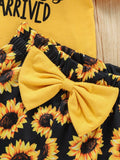 Girls Slogan Graphic Top and Sunflower Print Shorts Set - Ajonjolí&Spice33 Bazaar