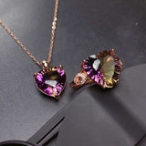 Rose Gold-Plated Artificial Gemstone Heart Ring - Ajonjolí&Spice33 Bazaar