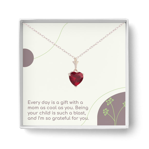 True Love 925 Sterling Silver Red Heart Cubic Zirconia Pendant Necklace - Ajonjolí&Spice33 Bazaar