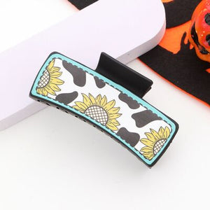 Sunflower PU Leather Acrylic Claw Clip - Ajonjolí&Spice33 Bazaar