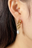 Stainless Steel Pearl Asymmetrical Earrings - Ajonjolí&Spice33 Bazaar