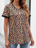 Leopard Round Neck Short Sleeve Tee Shirt - Ajonjolí&Spice33 Bazaar