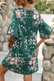 Floral Print Round Neck Flounce Sleeve Mini Dress - Ajonjolí&Spice33 Bazaar