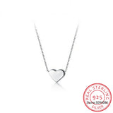 Smooth Heart Shaped Pendant Necklace 925 sterling Silver - Ajonjolí&Spice33 Bazaar