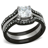 Monaco Stainless Steel Ring Two-Tone with AAA Grade CZ Clear - Ajonjolí&Spice33 Bazaar