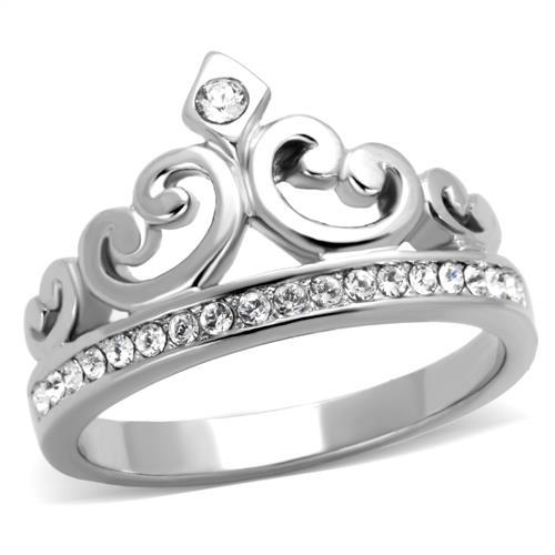 Hannah Crown Shape Stainless Steel Ring with Top Grade Crystal in Clear - Ajonjolí&Spice33 Bazaar